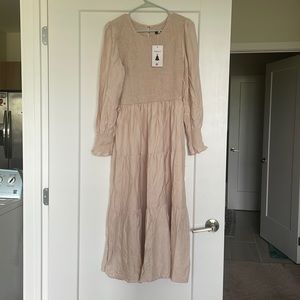 NWT Casual Long Sleeve Smocked Flowy Tiered Maxi Dress
